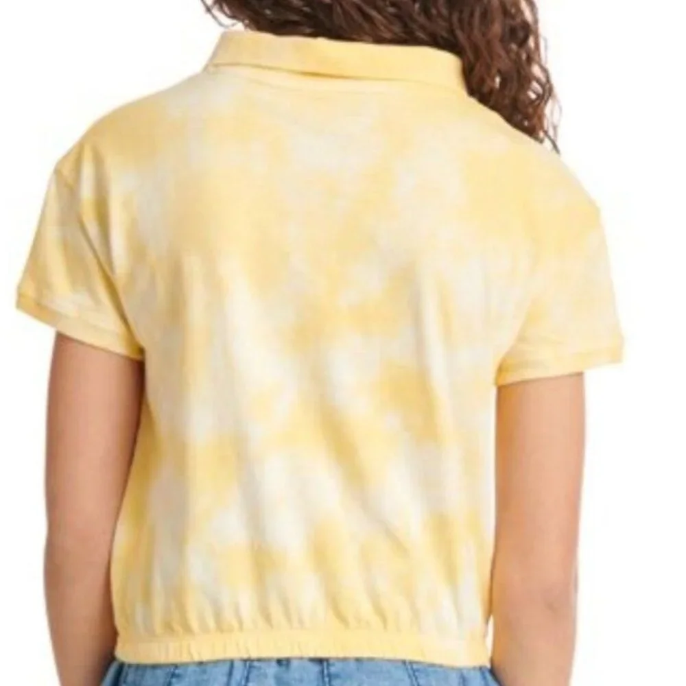 JUSTICE Polo Tie-Dye Yellow Cinch Bottom Shirt GIRLS SIZE XS 5-6 NEW